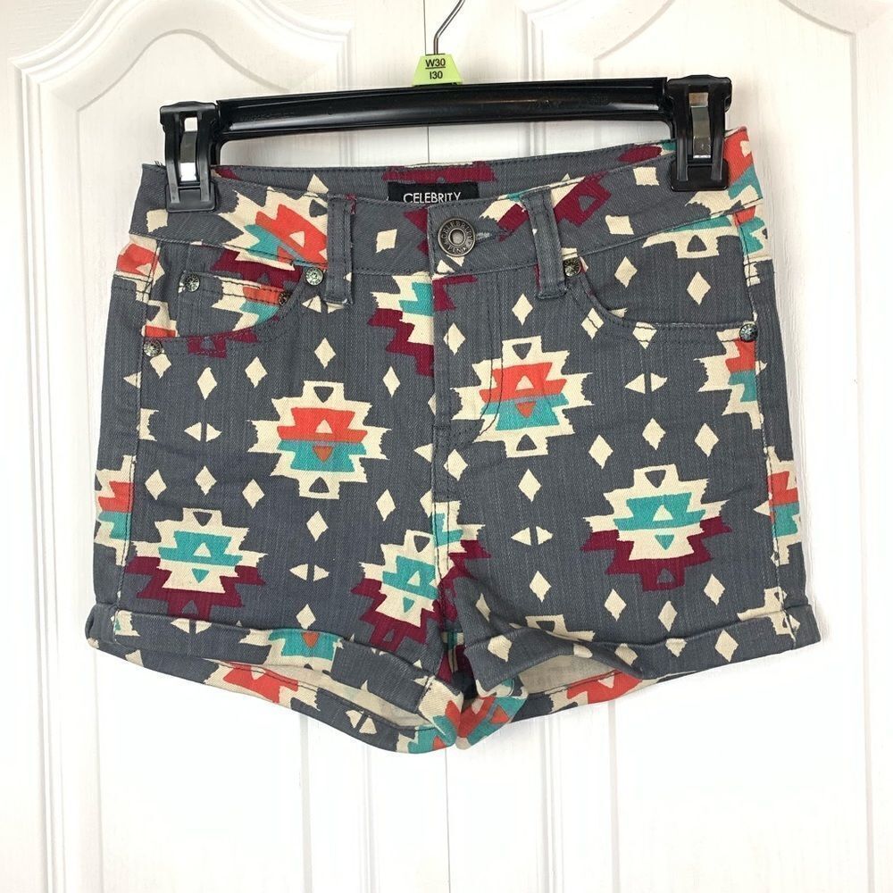 Celebrity Pink Aztec Print Jean Shorts‎